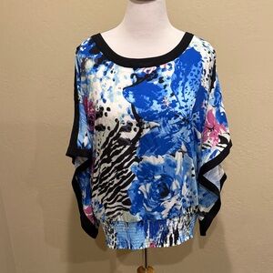 Avenue Blue and Pink Floral Blouse